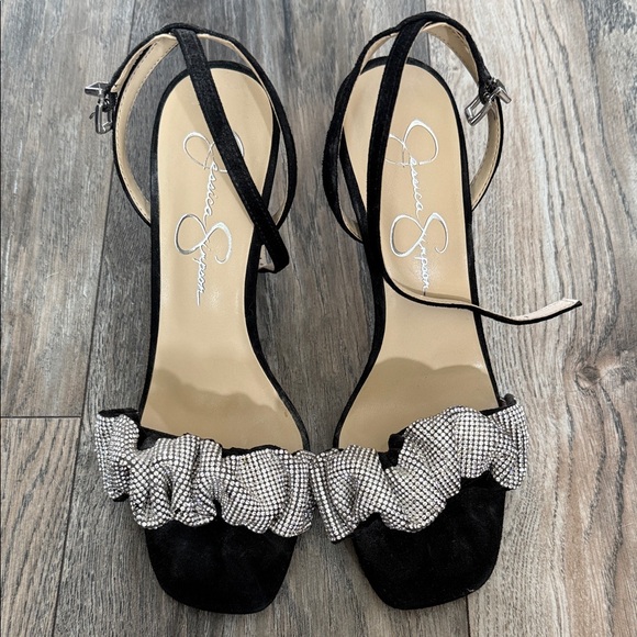 Jessica Simpson Black and White Ruffle Heels - Picture 2 of 3